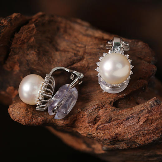 Manreya玛芮雅太阳之泪精品银镀金0感珍珠耳夹 商品图4