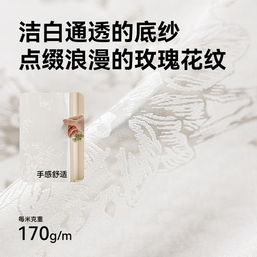 【繁花纱】金蝉玫瑰提花烂花工艺纱帘 商品图5