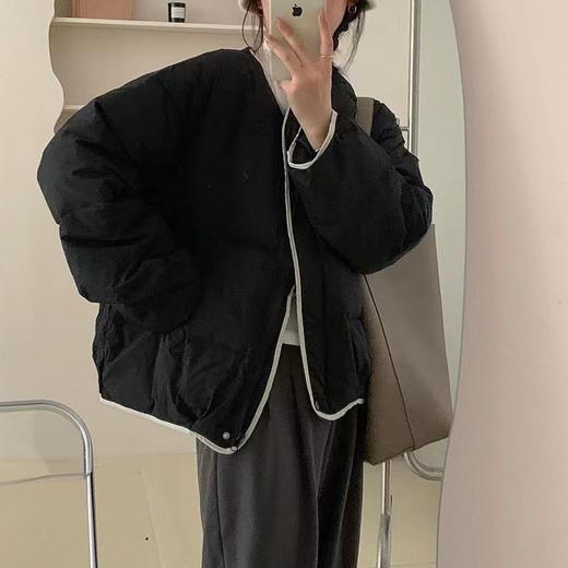 【韩系chic面包棉服】冬季加厚保暖 设计感小众撞色边显瘦棉衣袄外套  商品图2