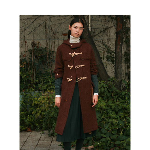 Teenie Weenie小熊简约连帽毛呢大衣女冬季呢外套TTJW248T21N 商品图3