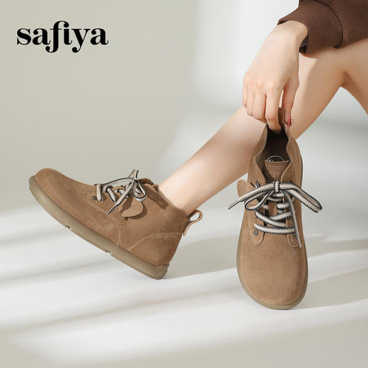 Safiya/索菲娅2024冬美拉德复古英伦百搭休闲勃肯系带平底小短靴 SF44112407/SF44118407 商品图1