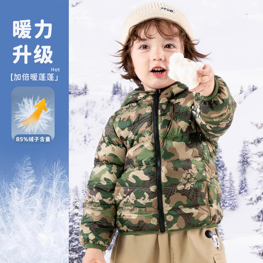 Disney/迪士尼【校服搭档】冬季新款男童轻薄羽绒服时尚户外迷彩可外穿内搭外套ZD4DS022 商品图0