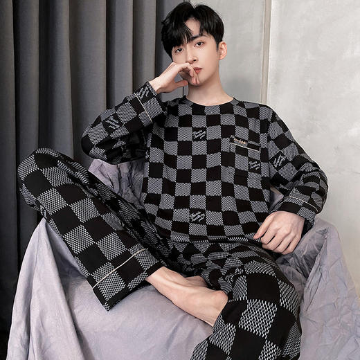 【无感安心睡眠家居服】男士家居服套装 春秋款纯棉长袖 新款休闲加大码 秋冬可外穿家居服，加大码设计，轻松舒适，可外穿家居两相宜 商品图7