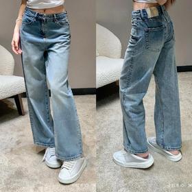 年度神裤！贸易公司  Loew水洗做旧高腰直筒牛仔裤   杨幂同款