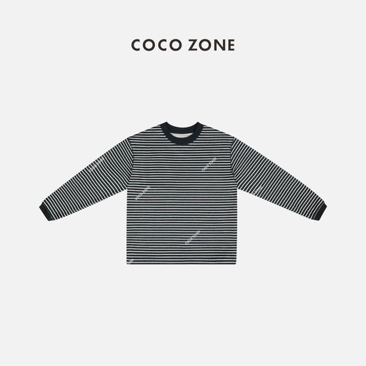COCO ZONE撞色条纹T恤宽松百搭打底休闲长袖上衣24C10022 商品图0