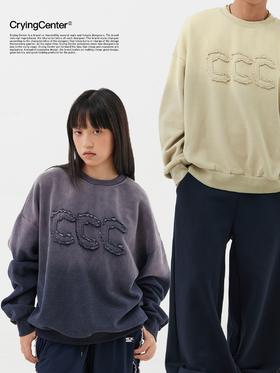 CryingCenter 初秋卫衣 像素C logo做旧贴布重洗水卫衣 哭喊中心