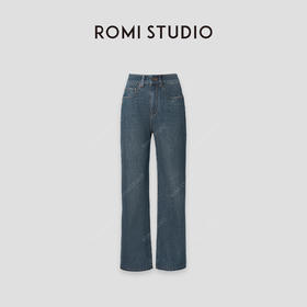 ROMI STUDIO“美式复古”高支斜纹牛仔棉AE缝线直筒牛仔裤 431KS162