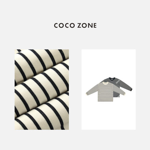 COCO ZONE撞色条纹T恤宽松百搭打底休闲长袖上衣24C10022 商品图2