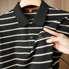 【新款DDP】大依优型大码条纹长袖Polo衫翻领男装加肥加大体恤大号上衣胖子弹力休闲商务 商品缩略图1