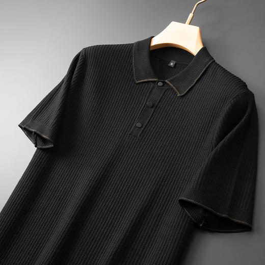 【新款DPF】大依优型翻领毛衣针织短袖背心休闲针织衫毛背心满印字母加肥加大上衣男士胖子大码毛衫t恤打底 商品图3