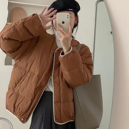 【韩系chic面包棉服】冬季加厚保暖 设计感小众撞色边显瘦棉衣袄外套  商品图0