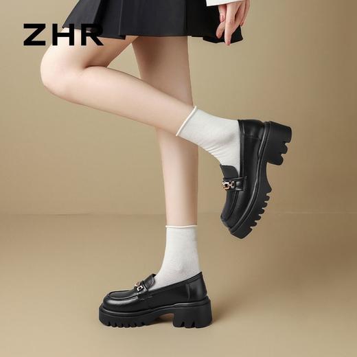 ZHR则则金属衔扣厚底乐福鞋女鞋2024新款复古优雅百搭小皮鞋 商品图3