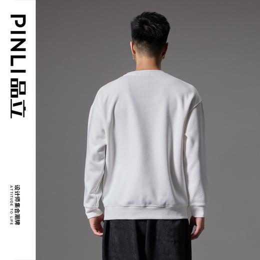 PINLI品立2024秋季新款字母烫钻圆领卫衣潮牌休闲百搭套头男上衣BG243109011 商品图2