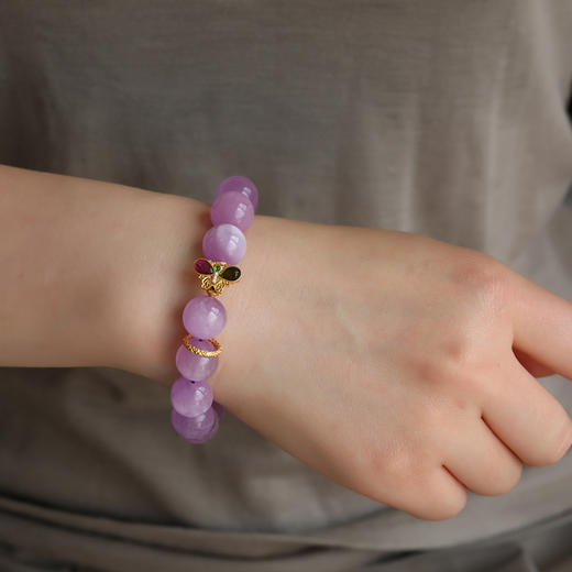 高品冰透紫锂辉手链13mm   JD 商品图1