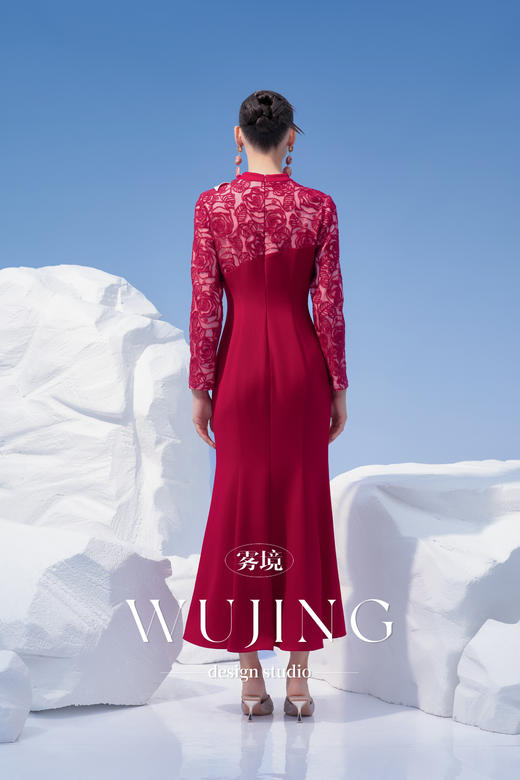 4202016 馥郁芳盈 进口醋酸乱麻，立体绣花料连衣裙 雾境 商品图5