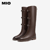 MIO米奥冬季质感牛皮革骑士靴百搭长筒瘦瘦靴厚底增高靴子女M245833081 商品缩略图2