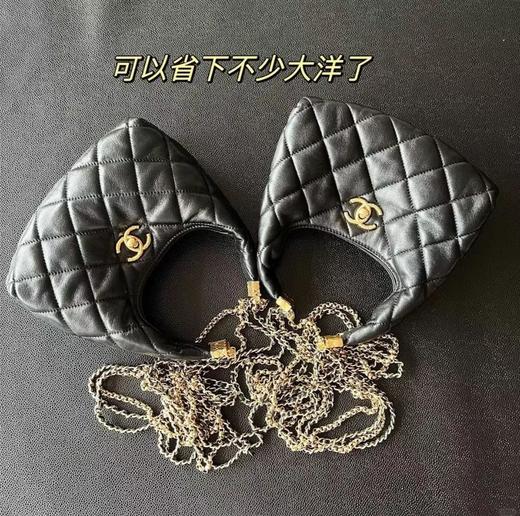 香奈儿24a高级手工坊系列，黑金流苏链条小hoboZP购入剖解1：1复刻，原厂zp方框标山羊皮（HH） 商品图3