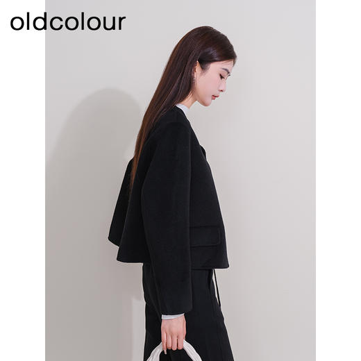 oldcolour欧珂冬新款时尚圆领长袖纯色手工呢料短外套女P461501A1 商品图3