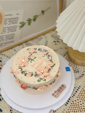 韩式裱花 荣休蛋糕 