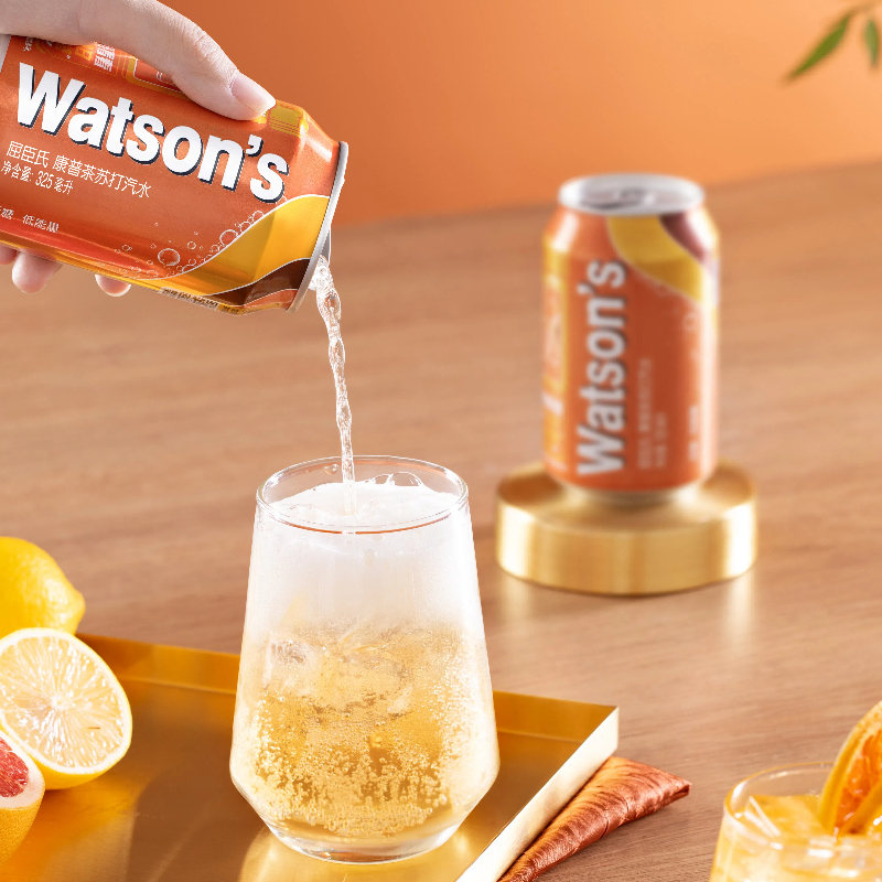 屈臣氏苏打汽水康普茶味气泡水325ml*12罐