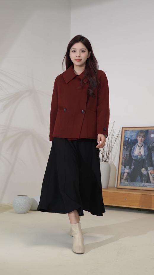 【红L】臣禾	【5%羊绒95%羊毛】两用翻领短大衣9244080180 商品图2