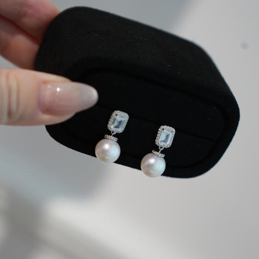 9-10mm 强光正圆 基本无暇 经典冰糖耳钉 纯银配件 超强精工 商品图2