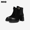 MIO米奥冬季圆头厚底粗跟时装靴复古摩登短靴百搭靴子女M245642312 商品缩略图2