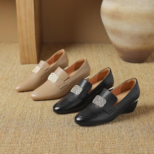 【预售5天】中跟圆头单鞋，舒适杏色时装鞋LD&6853 商品图2