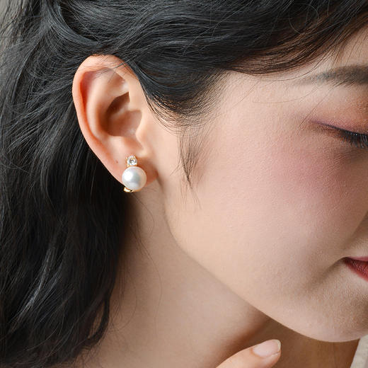 Manreya玛芮雅王妃精品银镀金0感珍珠耳夹 商品图1