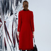 EITIE爱特爱冬季新款时尚复古通勤翻领大衣红色毛呢外套7614301 商品缩略图4