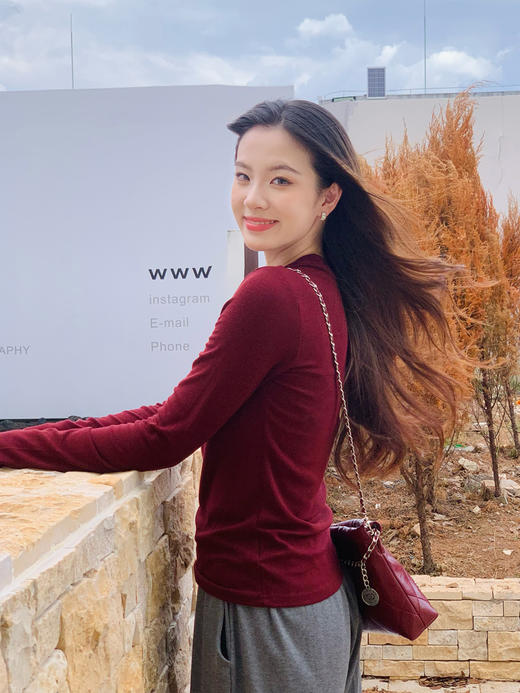 【百图lulu定制】【预售7天发】【双奶皮打底衫】Q弹 仿蛋白羊绒 圆领长袖 T恤 商品图7