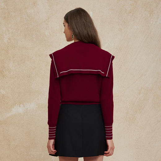 PG632斯尔丽2024秋季新款V领时尚拼色开衫外套可脱卸围巾式披肩针织 商品图1