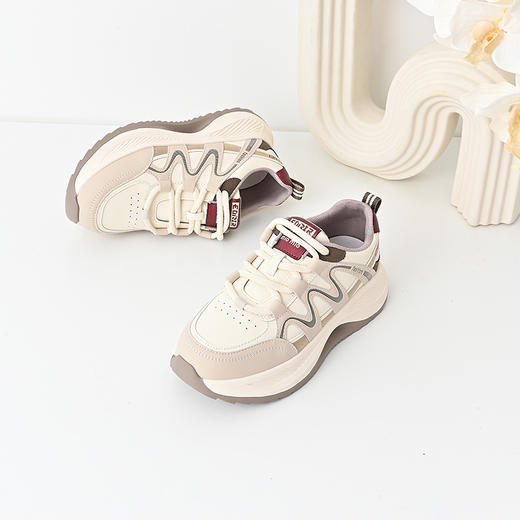 经典鲨2024年秋季新款韩版时尚拼色系带平底休闲鞋跑步鞋女KW219-D37121 商品图3