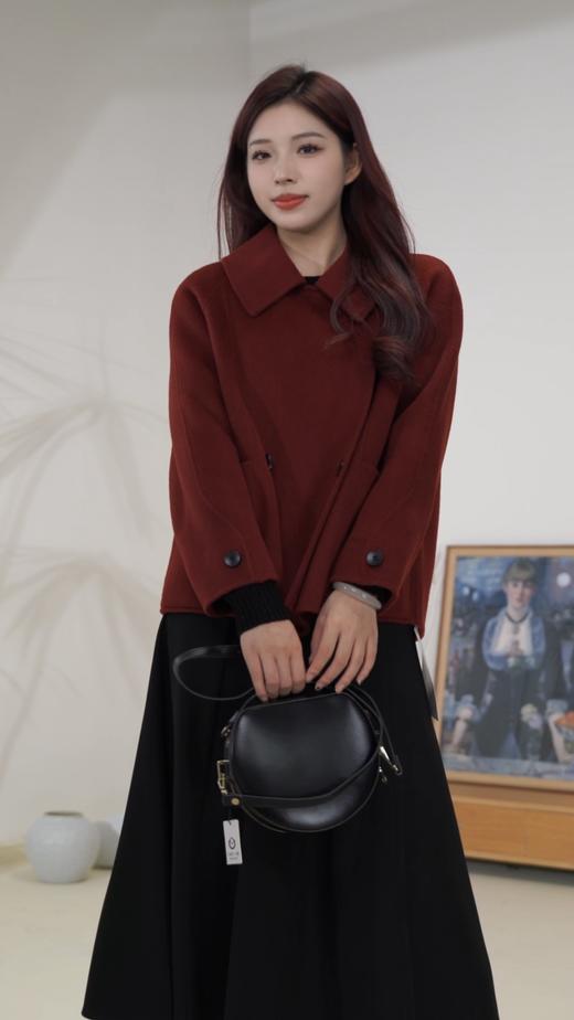 【红L】臣禾	【5%羊绒95%羊毛】两用翻领短大衣9244080180 商品图1