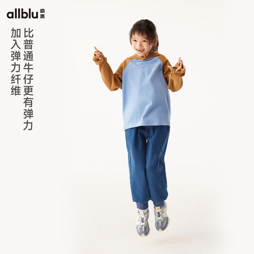 门店限定-【单件直降】【冬Vol.1】幼岚童装加绒加厚抓绒柔软弹力透气24年冬新款厚厚牛仔裤男童女童ZY 商品图1