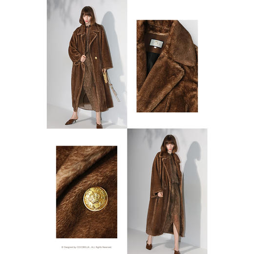 COCOBELLA高奢质感复古环保皮草外套御寒保暖长款大衣FU7003 商品图2