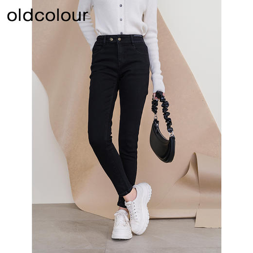 oldcolour欧珂冬季新款高腰直筒修身水洗牛仔长裤女P431106A1 商品图1
