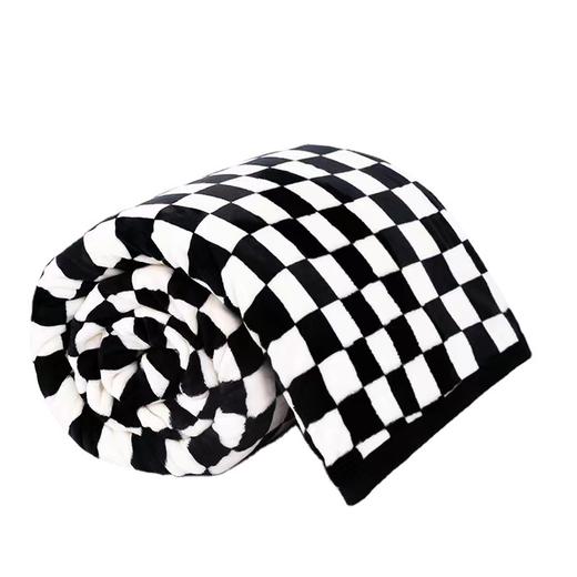 棋盘格牛奶绒毛毯格子珊瑚绒毛毯简约空调毯保暖盖毯午休毯子批发 商品图4