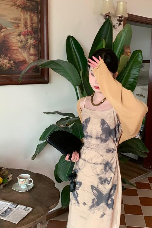 ANSUABEL 浅棕水墨画吊带开衫两件套 18575 商品图3