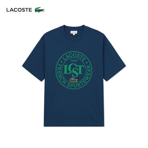 LACOSTE法国鳄鱼男装新款纯棉圆领时尚舒适宽松短袖T恤TH2753-10 商品图0