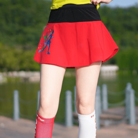 科里芙 假两件印花短裙全腰围多口袋健身裙跑步运动女半身裙