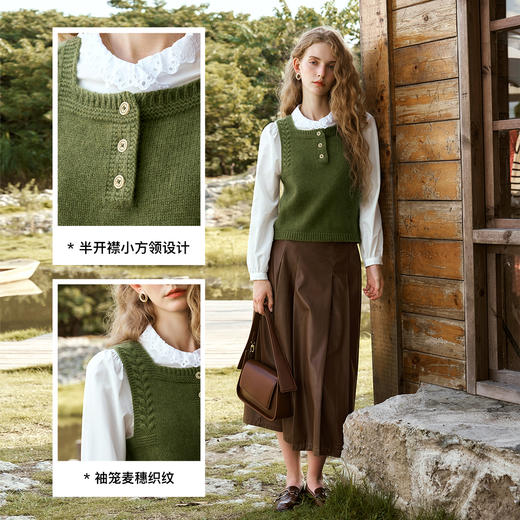 OLrain欧芮儿法式两穿短款马甲女秋季2024年新款简约百搭显瘦上衣 商品图2