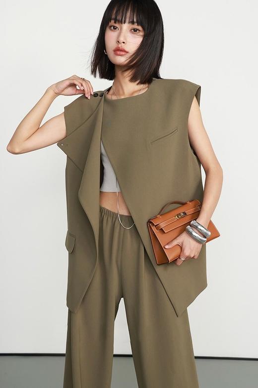 Kai & Kiera 极简不对称西装马甲长裤套装 18699 商品图1