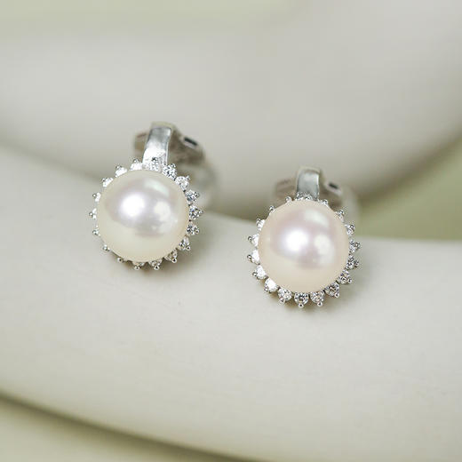 Manreya玛芮雅太阳之泪精品银镀金0感珍珠耳夹 商品图6