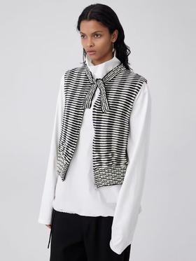 Simple Project/M24175/条纹领子打结毛衣马甲