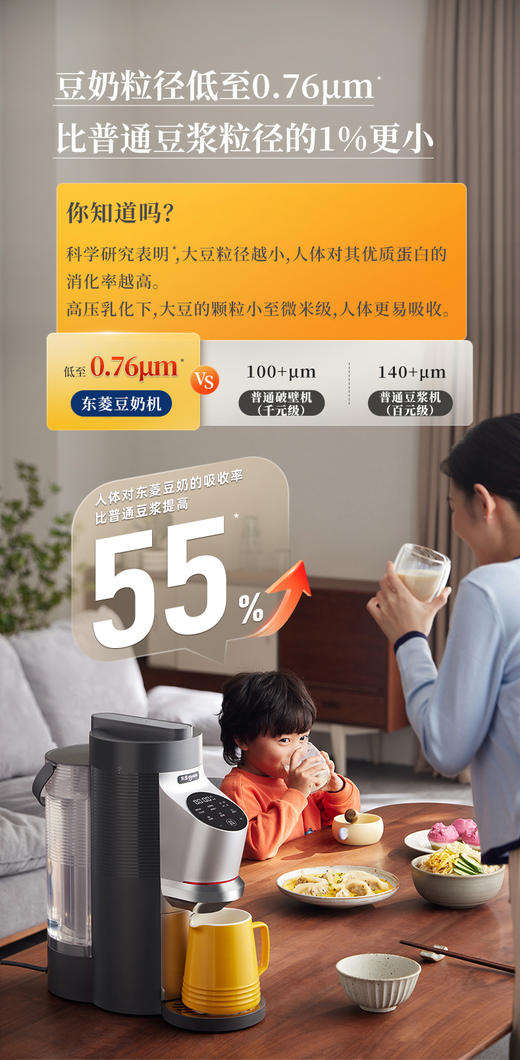 豆子直接打成豆奶！品质生活升级！口感细腻香醇！豆浆≠豆奶！东菱豆奶机全自动破壁机家用小型多功能免手洗！可提前预约时间 5重降噪 高压乳化成奶！0乳糖空腹也能喝 坚果五谷果蔬 宝宝、学生、爱美女士B备！ 商品图12