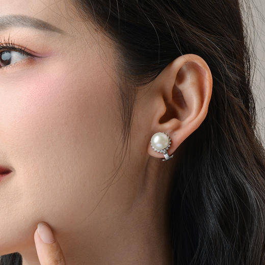 Manreya玛芮雅太阳之泪精品银镀金0感珍珠耳夹 商品图2