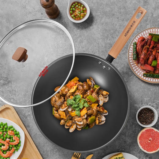 【小家电】康巴赫（KBH）炒锅 无涂层深氮防锈精铁锅平底炒菜锅电磁炉明火通用深氮防锈铁锅32cm KGS-C32BHF 商品图4