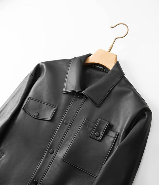 【Q】【新款DWD】大依优型大码翻领pu皮夹克外套加肥加大肥佬休闲上衣男士胖子潮流 商品图1