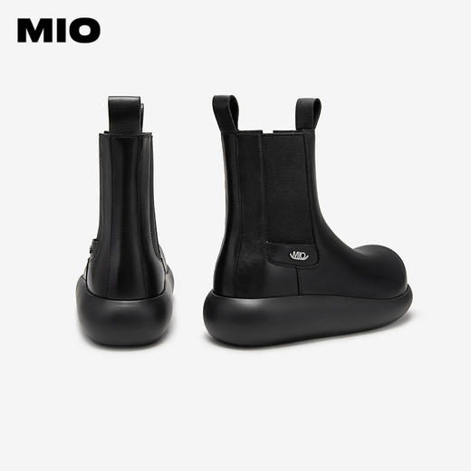 MIO米奥冬季高级感牛皮革切尔西靴潮流酷感短靴圆头厚底女靴M245680013 商品图3
